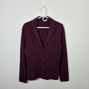 Talbots 100% Merino Wool Blazer Cardigan Womens Medium Office Neutral Minimalist